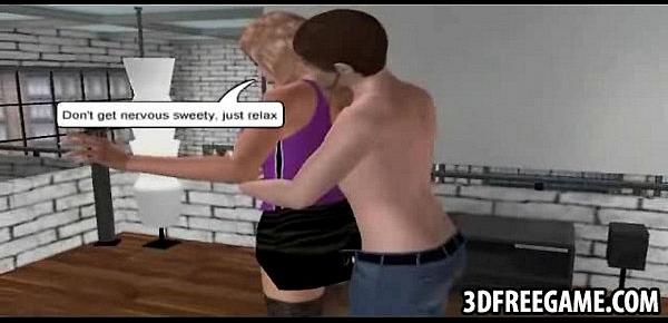  A hot blonde in 3D with big tits jerks a cock off